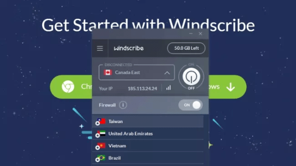 2.افضل برنامج VPN مجاني  Windscribe
