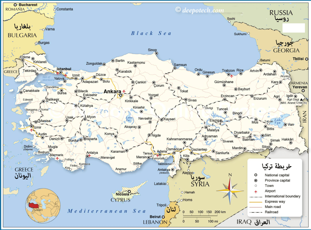 خريطة تركيا 